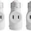 Adaptador enchufe luz 2 tomacorrientes E26 ETL blanco set 3