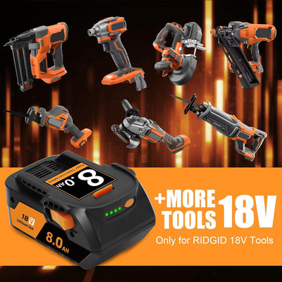 2 Baterías 8000 mAh para Taladro Ridgid 18 V