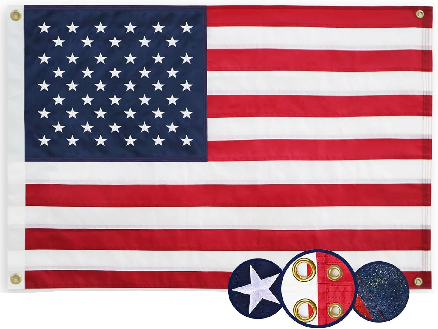 Bandera USA 2x3ft 4 ojales latón para pared