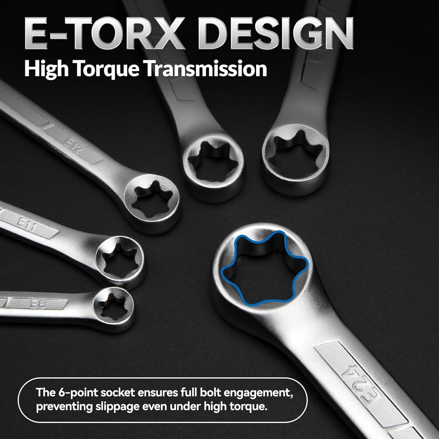 Set 6 Pzas Llaves E-Torx Acero Cr-V E6* E8 E7* E11