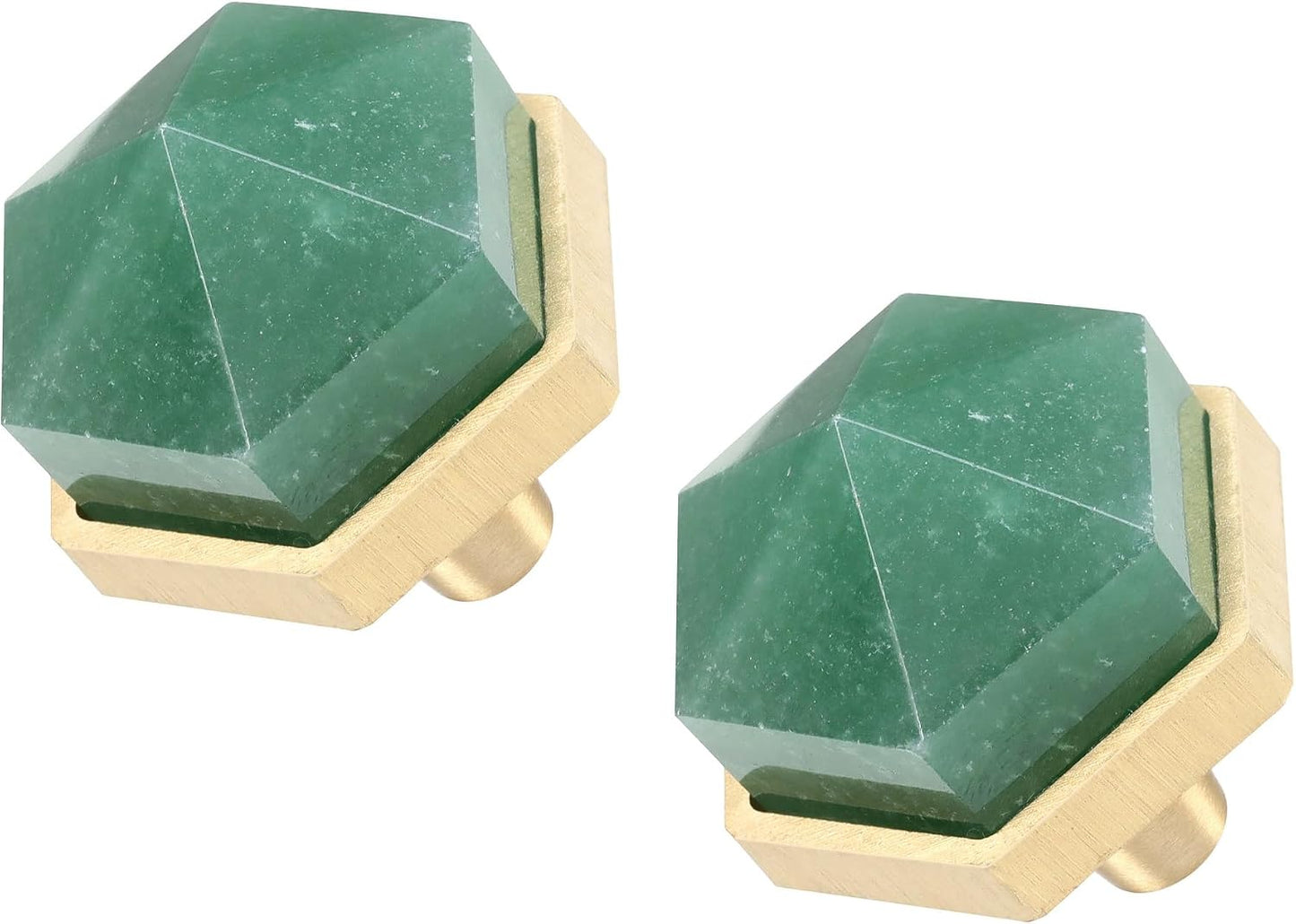 2 Pomas Cristal Aventurina Verde Hexagonal para Cajón Hogar