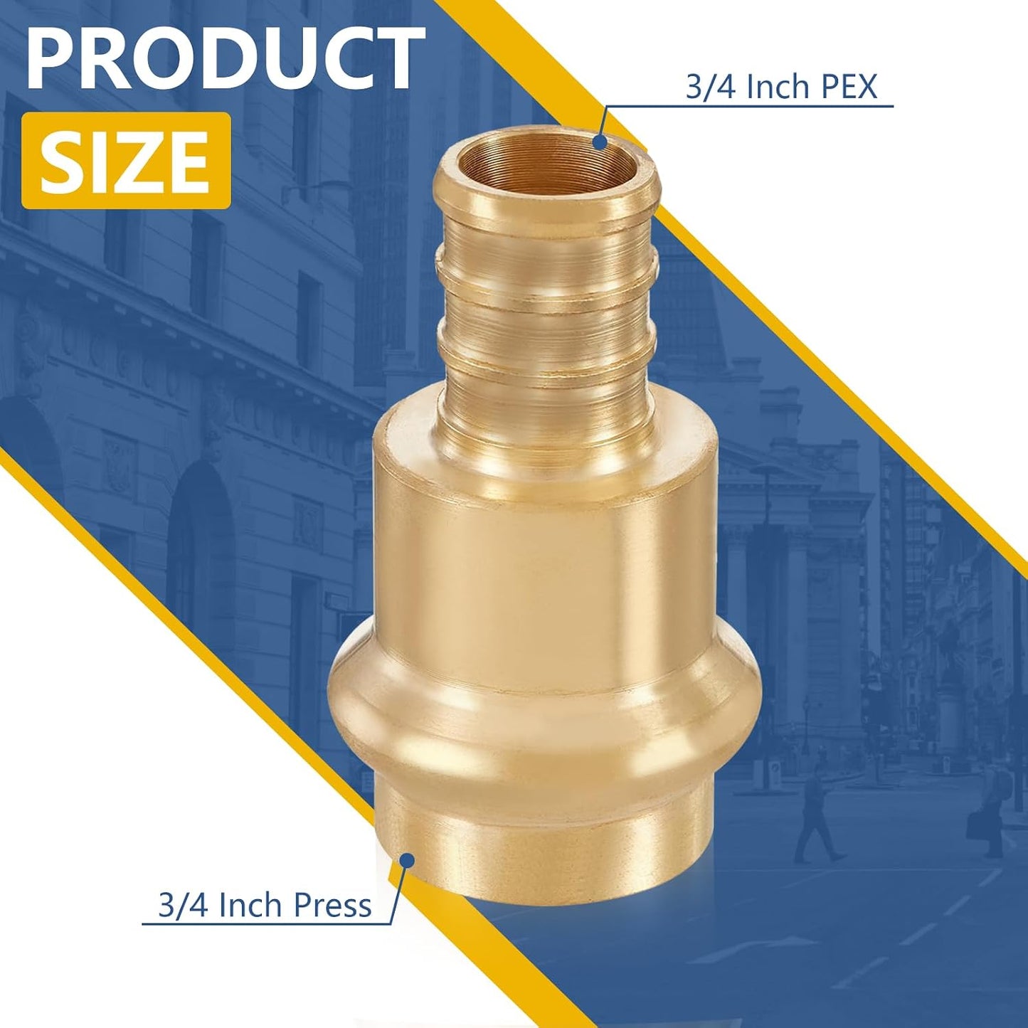 Prensa 3/4pulg x 3/4pulg adaptador cobre PEX pack 2