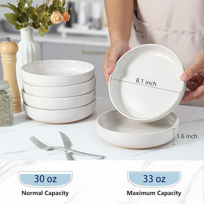 Set 6 Cuencos Pasta Grandes Blanco Nieve