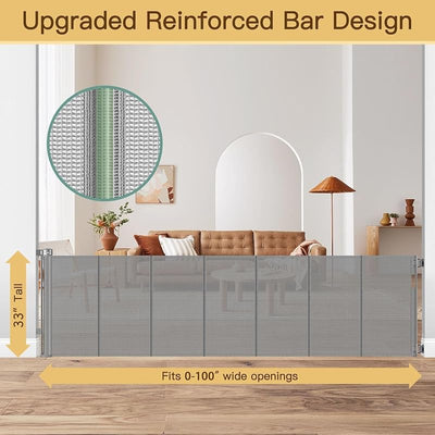 Puerta retráctil extra ancha 100" para bebés sin barra