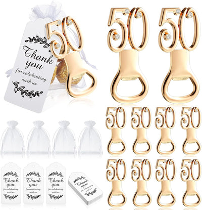 Set 50 Abridores Botella Dorado Cumpleaños 50 Años