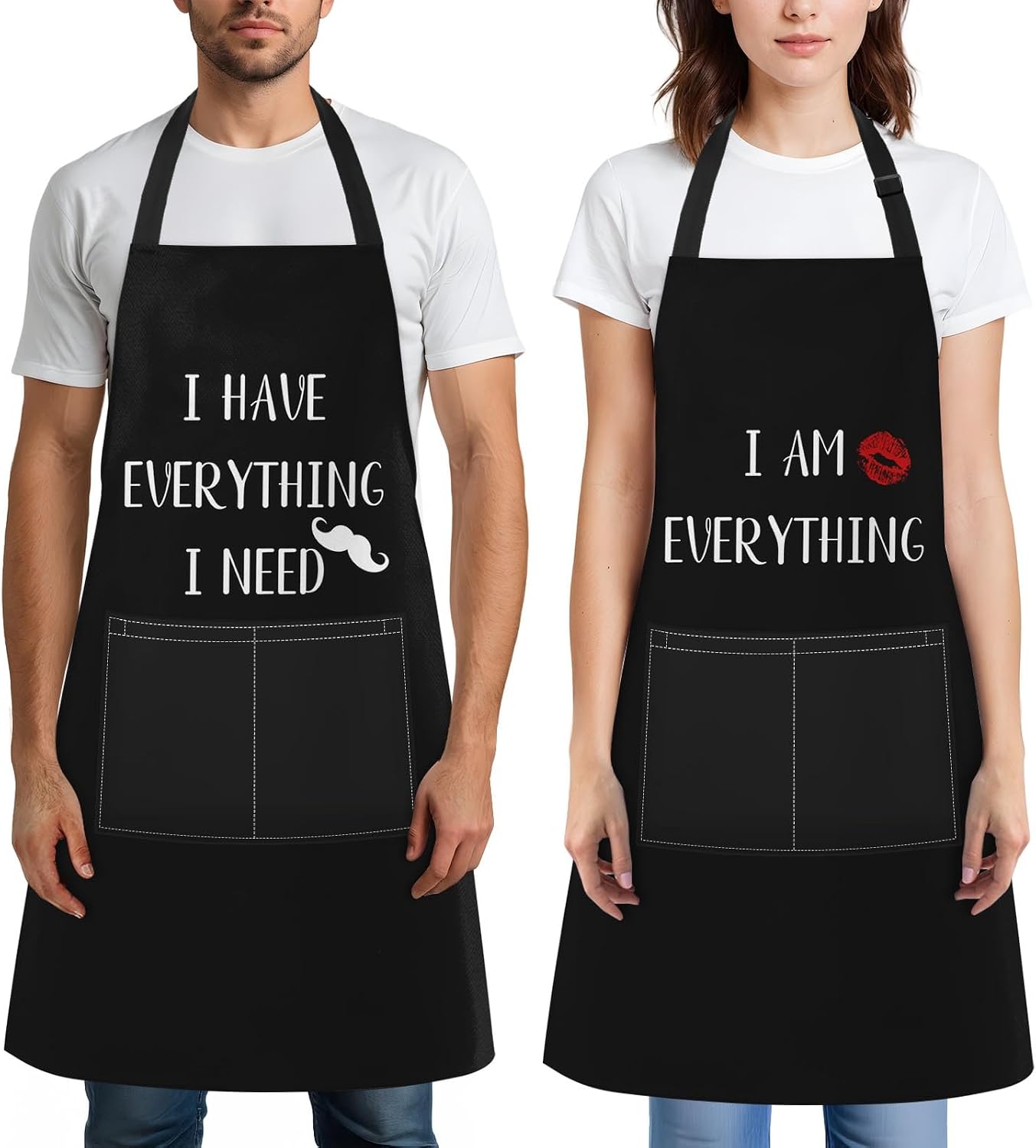 2 Delantales Smile Happy con Bolsillos para Cocina y Hogar
