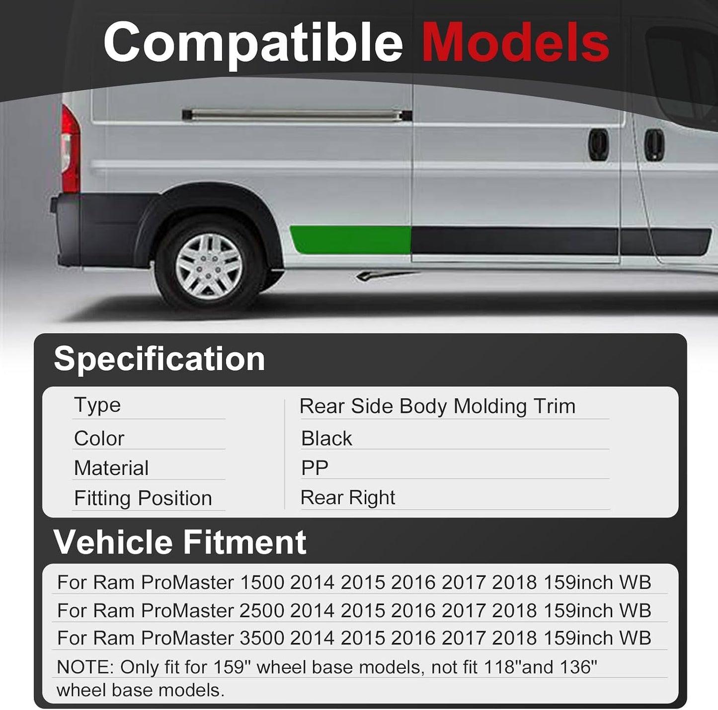 Moldura plástico trasera Ram Promaster 2019-24