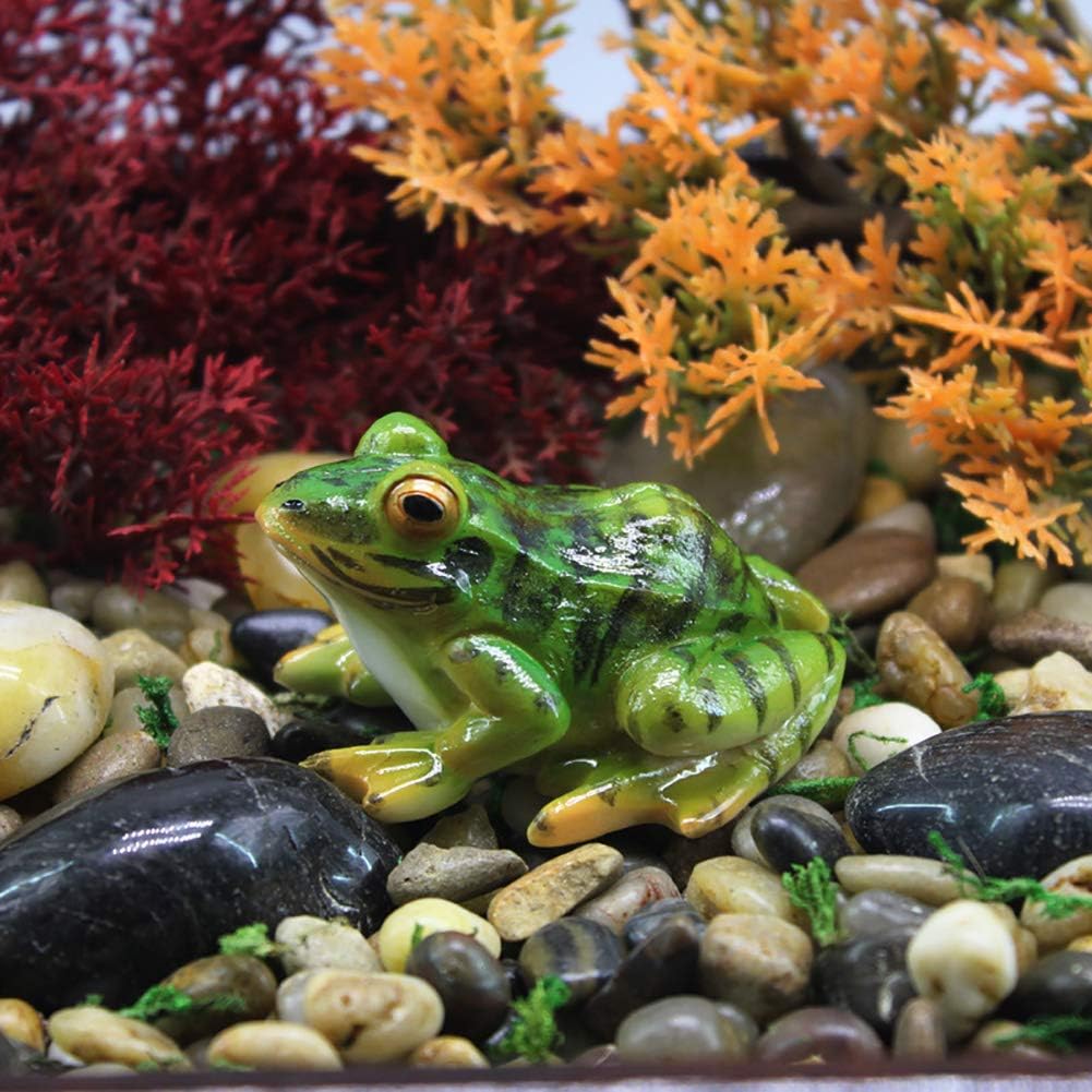 2 figuras rana miniatura decoración pecera jardín hadas