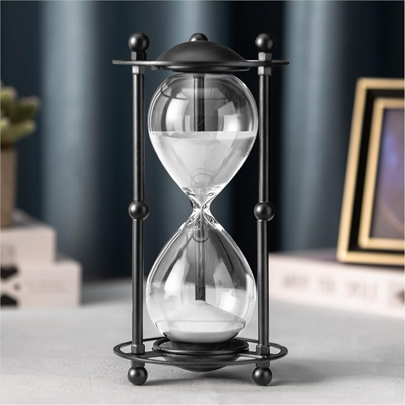 Temporizador arena 30 min marco metal negro decorativo
