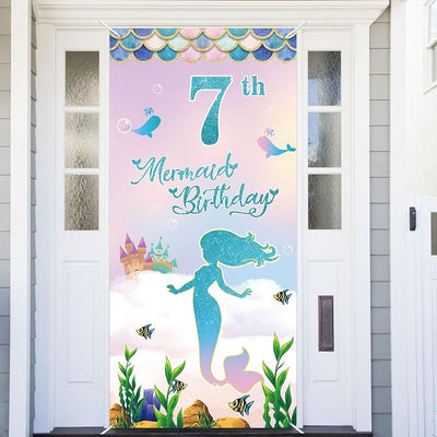 Cartel sirena cumpleaños 7 años princesa decoración fiesta