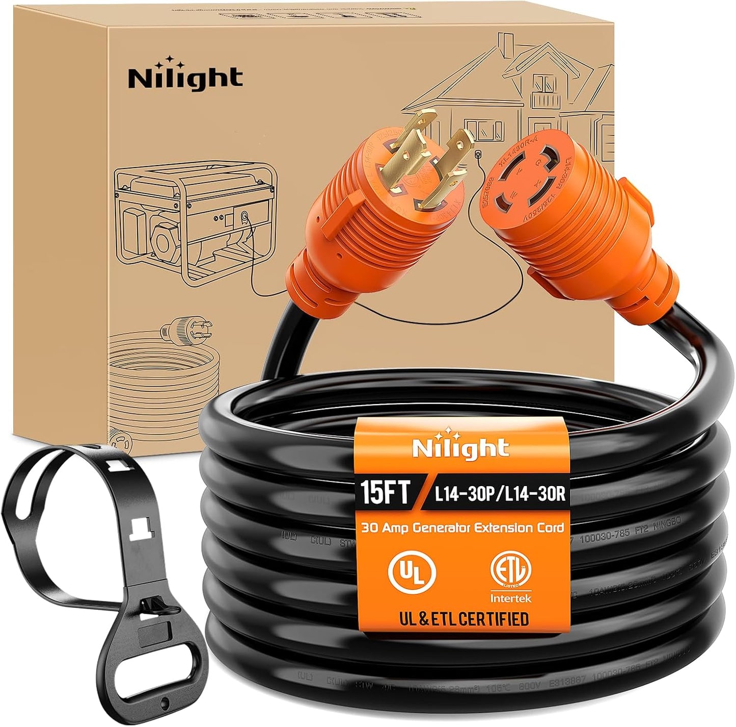 Cable extensión generador 30A 15pies 125/250V