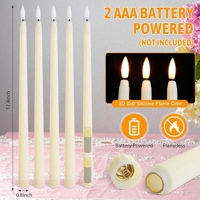 100 Pzas Velas Cónicas Led Parpadeantes Color Marfil