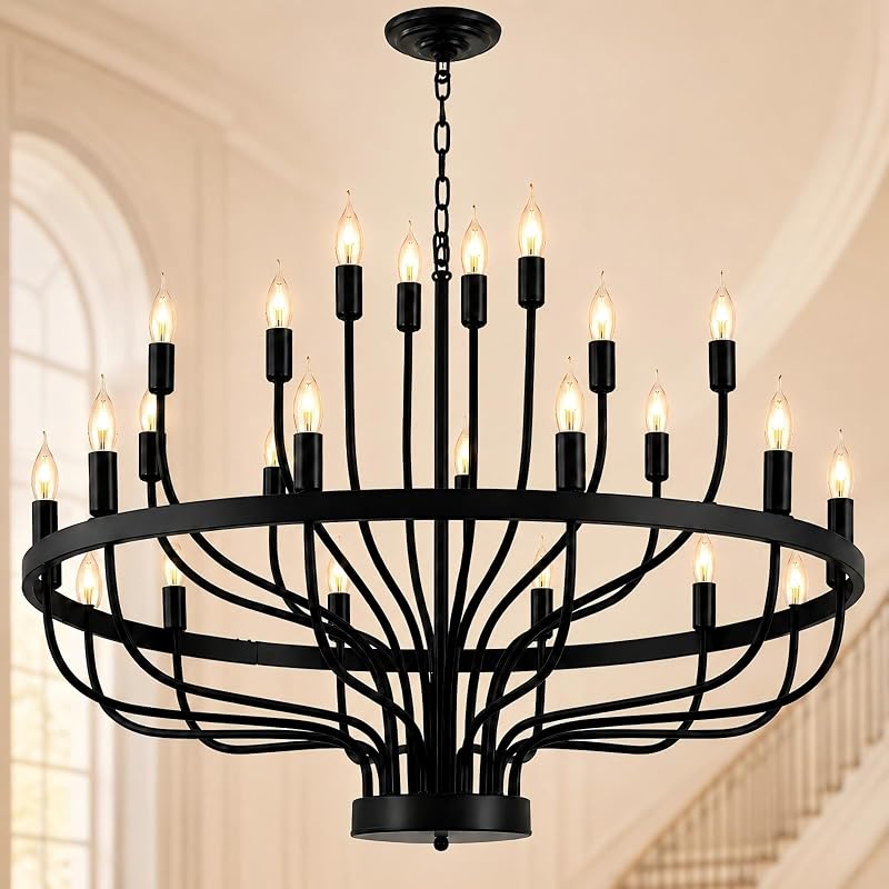 Candelabro negro 24 luces moderno industrial 39pulg 3