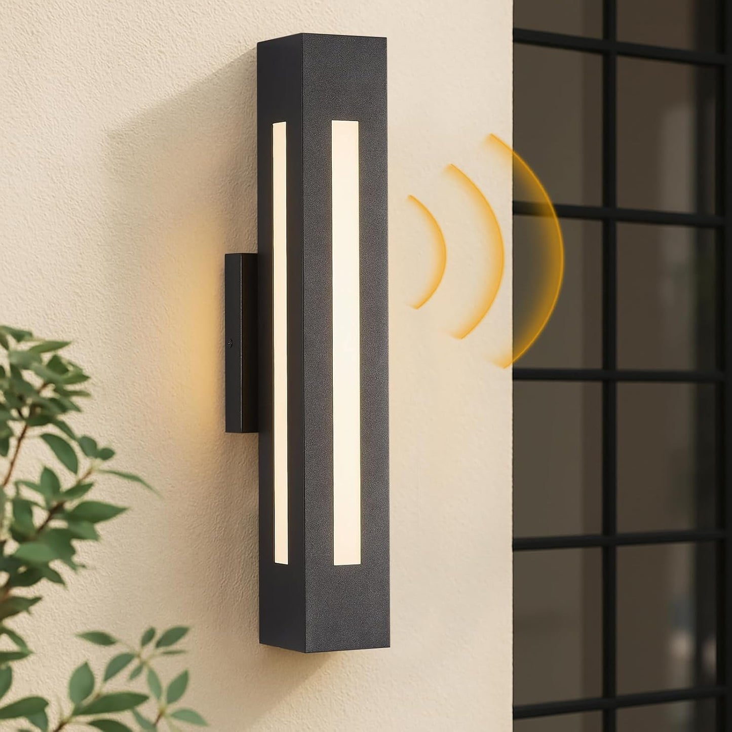Lámpara pared LED sensor anochecer 30W 2100lm IP65 negro