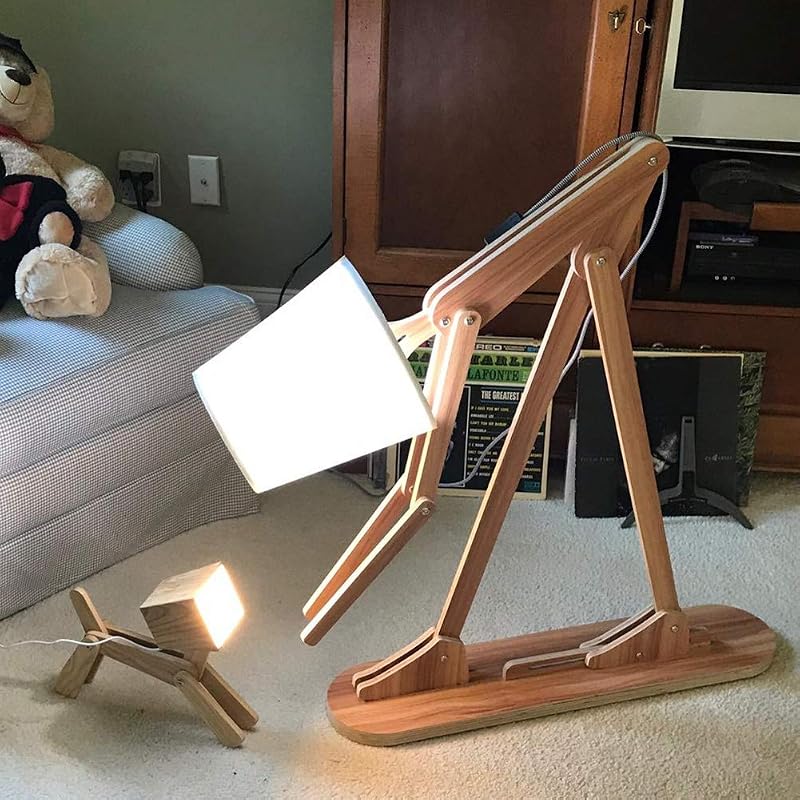 Lámpara de pie decorativa para perro de madera