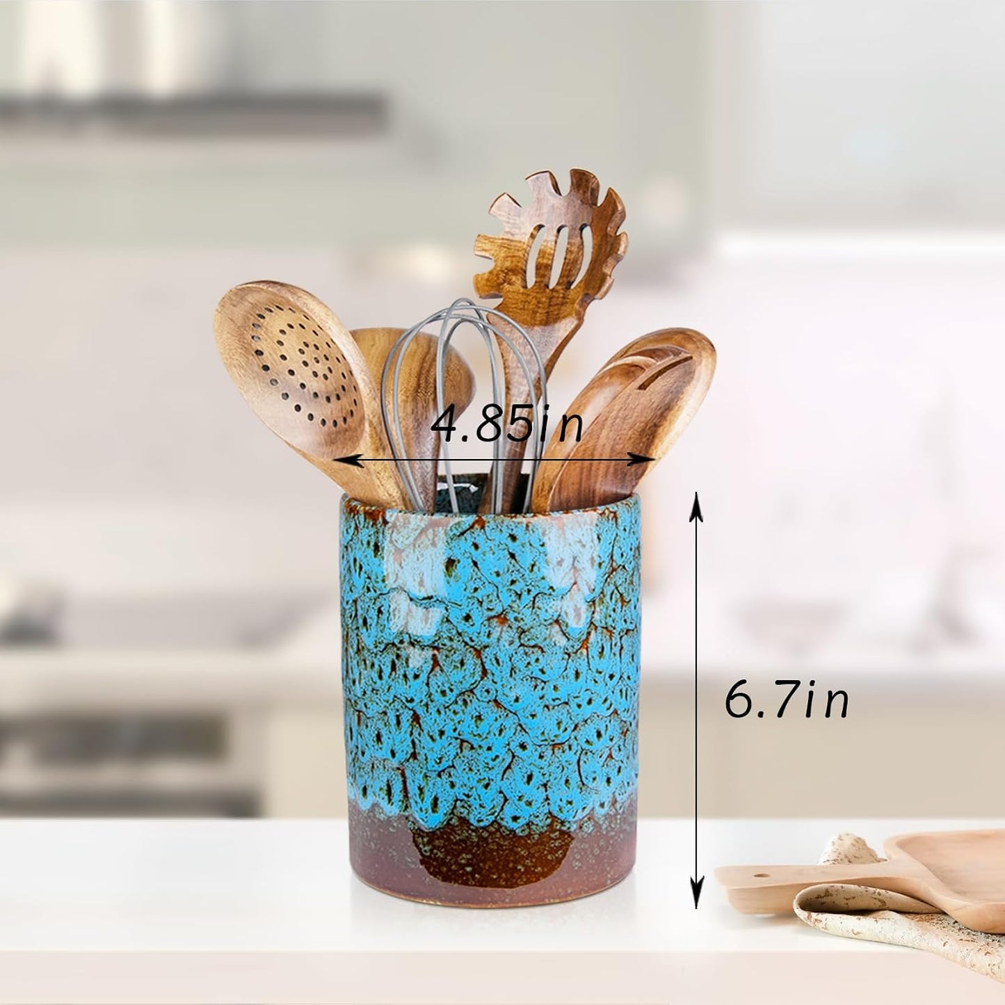 Soporte utensilios cocina cerámica azul encimera Morden