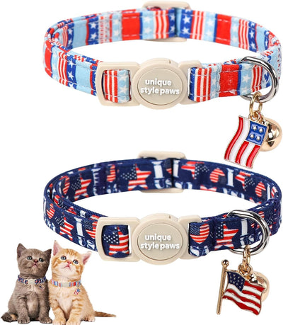 Collar gato estilo 4 de julio con hebilla desmontable