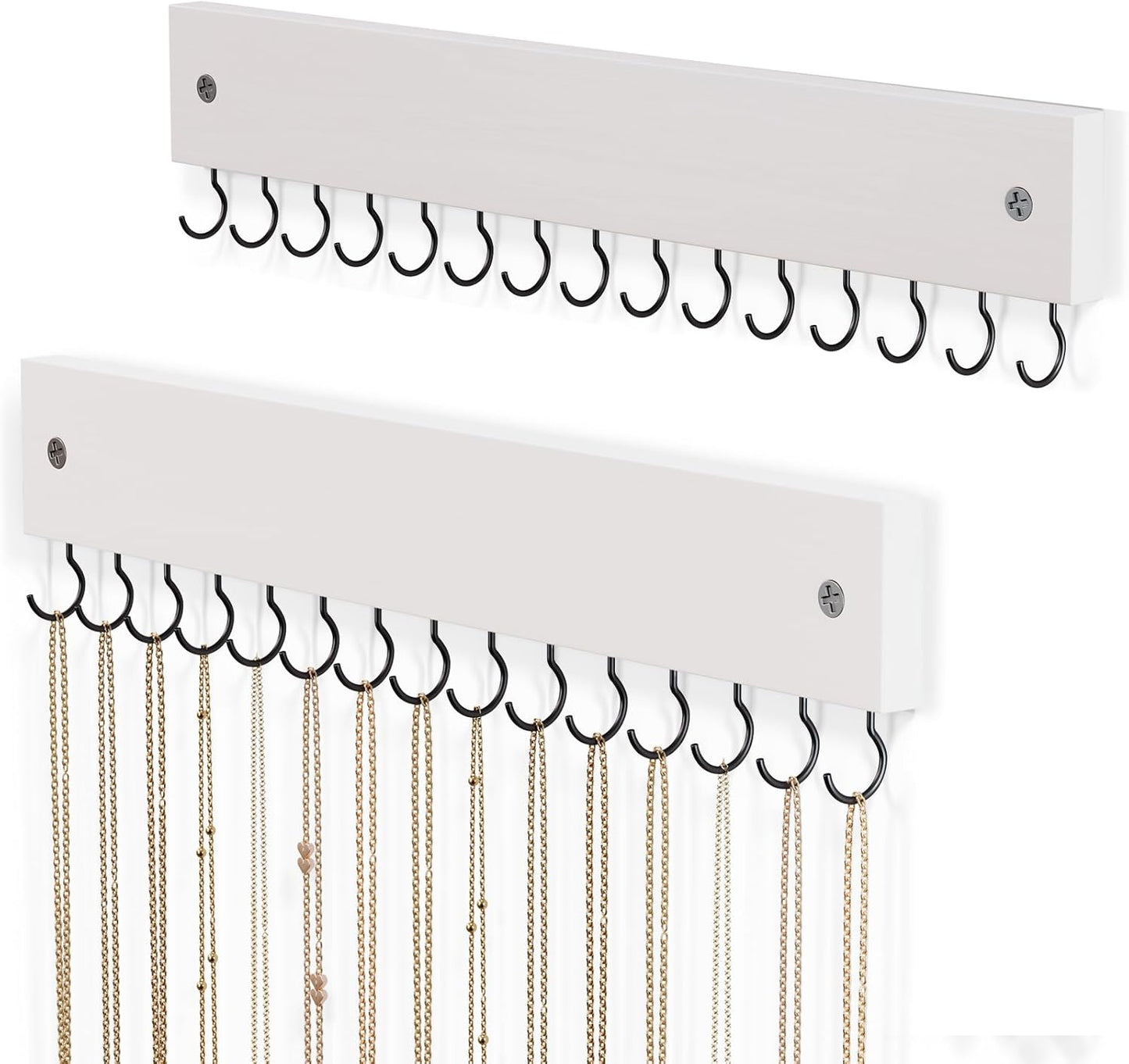 Soporte pared madera 15 ganchos colgador joyas