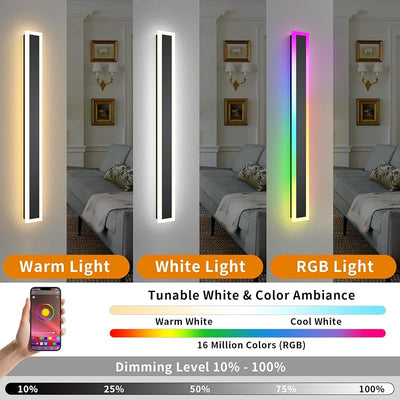 2 Luces Pared RGB 47pulg Regulables IP65 Modernas
