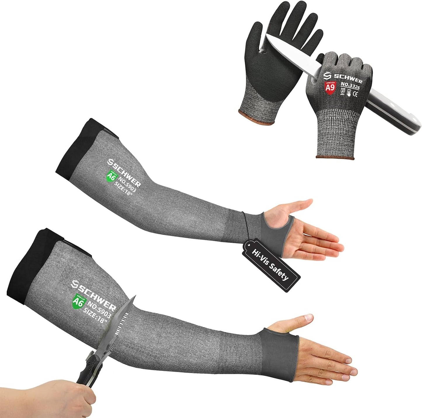1 Par Guantes Trabajo ANSI A6 Resistentes Cortes