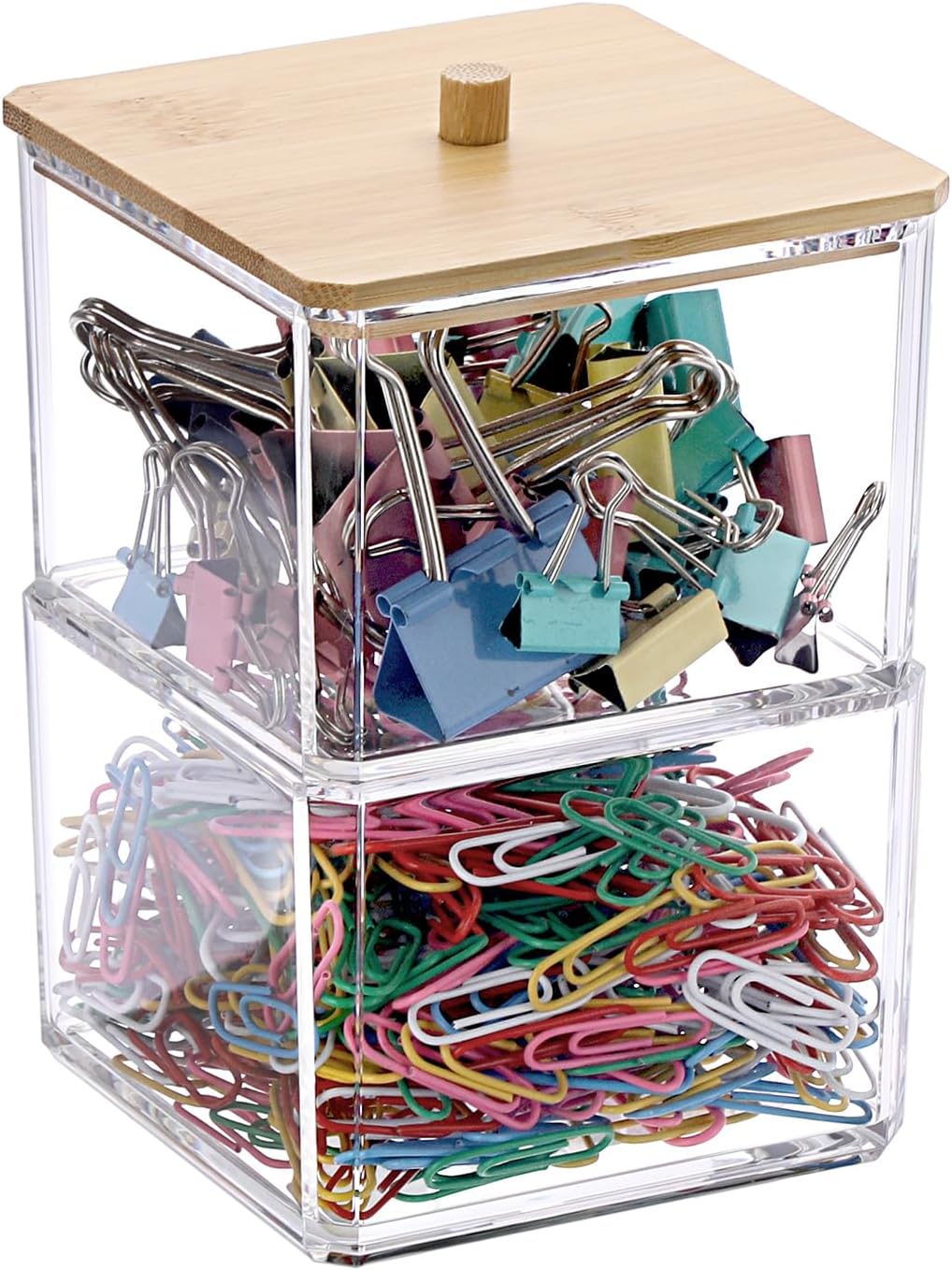 Organiz. clips papel transparente 2 capas bambú tapa