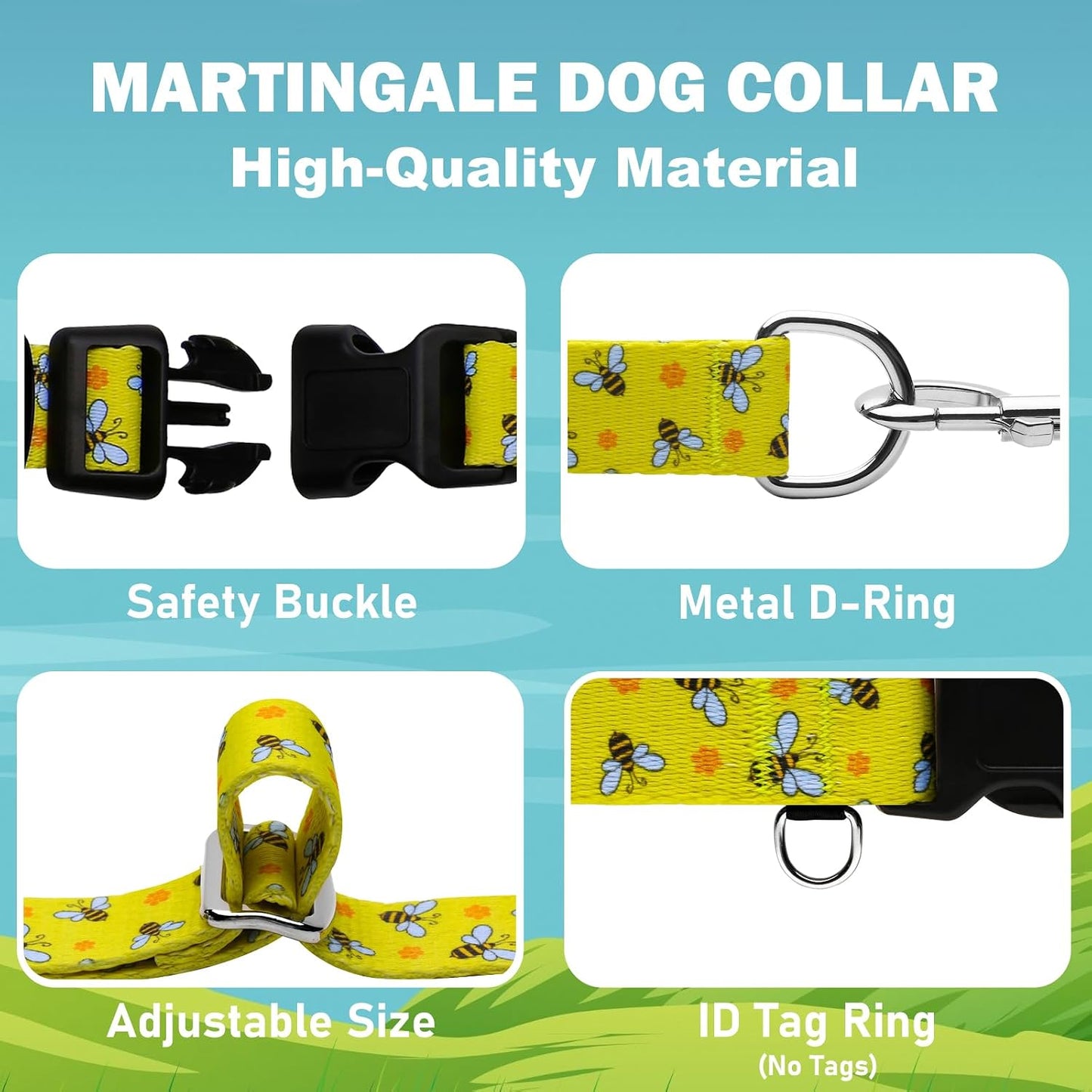 Collar martingale ajustable perro mediano color amarillo