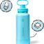 Botella agua acero inox doble pared 32oz con tapa boquilla azul