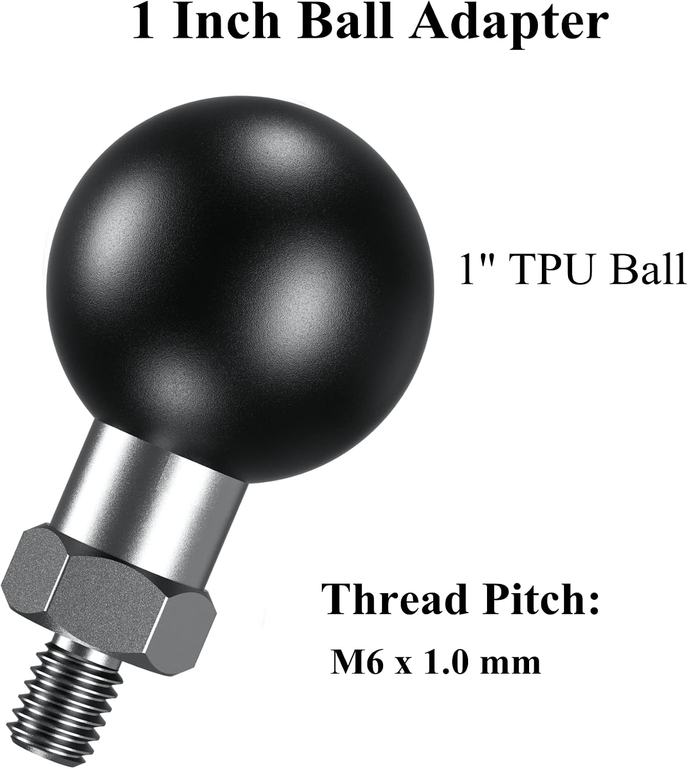 Adaptador bola 1pulg poste roscado M6x1 comp soportes RAM