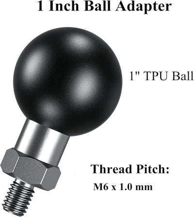 Adaptador bola 1pulg poste roscado M6x1 comp soportes RAM