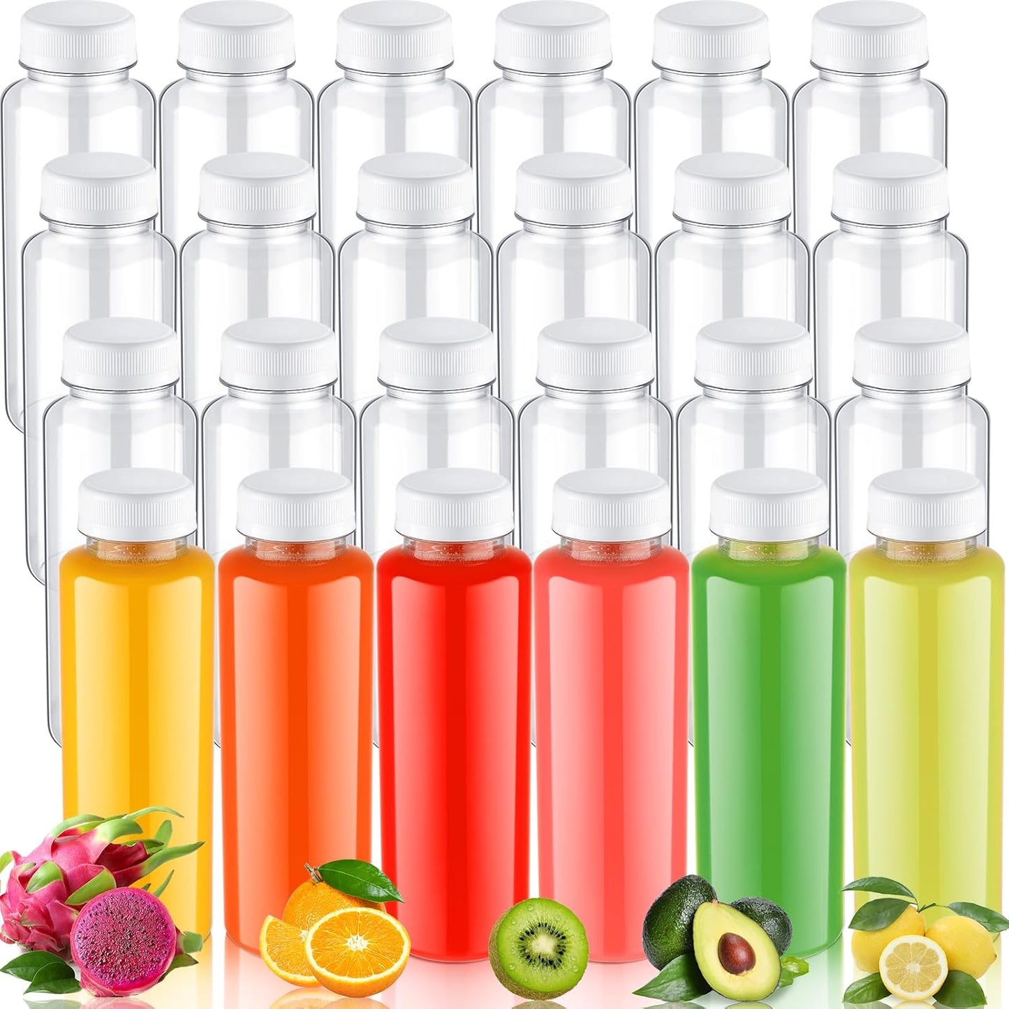 24 Botellas Plástico 12oz Tapas Blancas Reutilizables