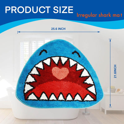 Tapete baño microfibra antideslizante tiburón azul 21.6x25.6pulg