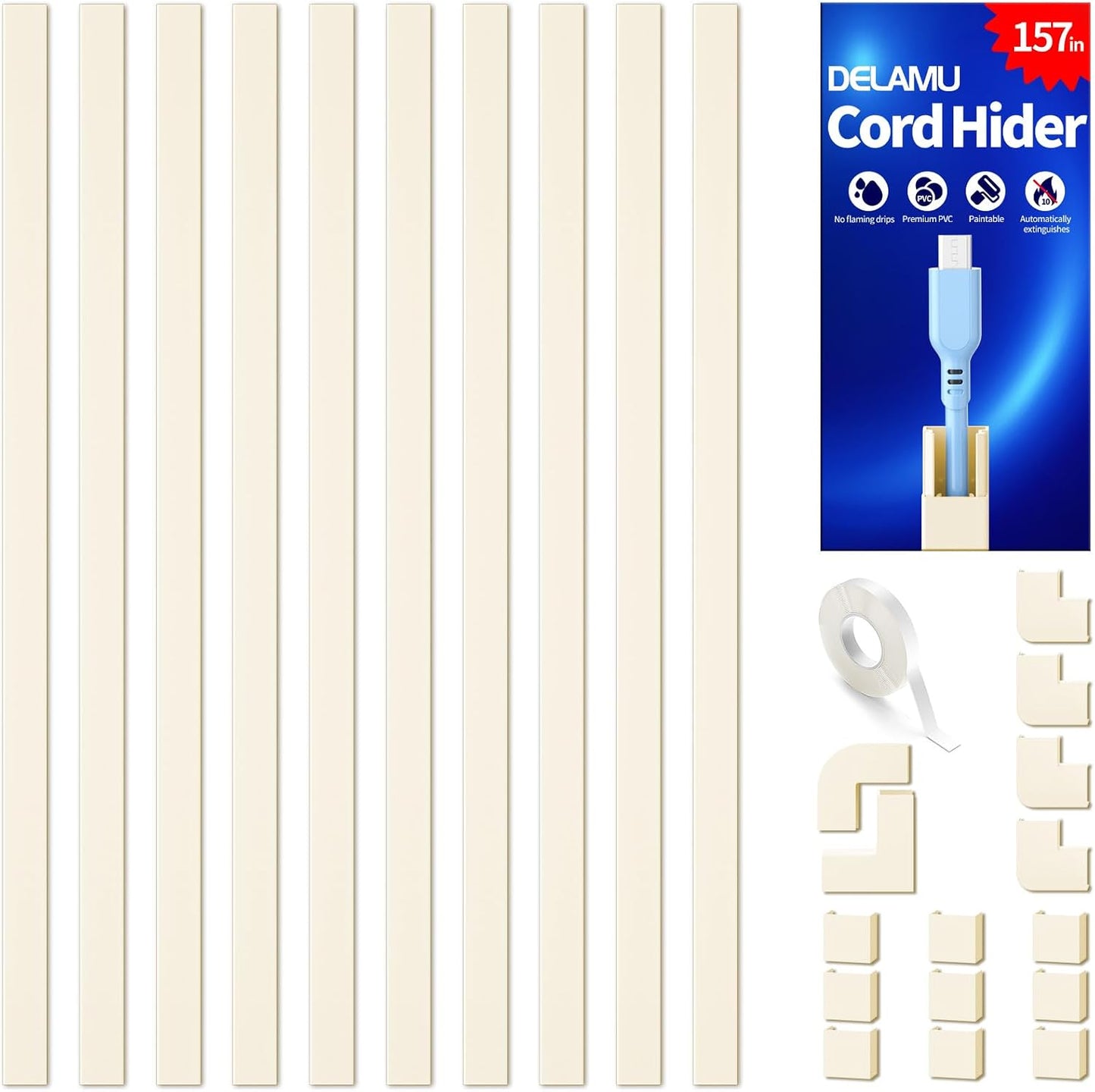 Cubiertas cable 157pulg para pared 15.7x0.55pulg