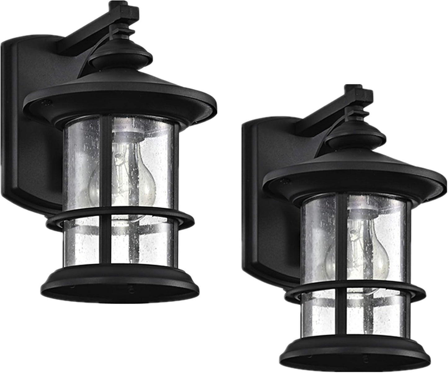 Aplique pared exterior negro texturizado 10pulg 2uds