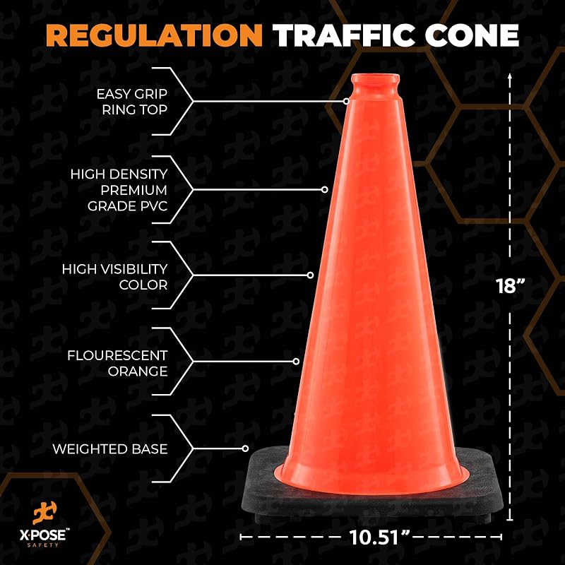 Conos tráfico naranja 18pulg pack 12 plástico PVC DOT