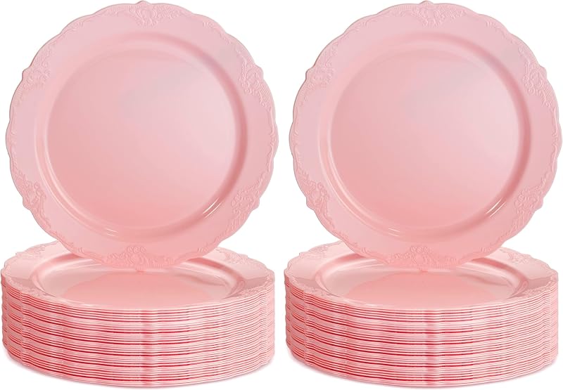 Vajilla 10 platos llanos color rubor pack 2