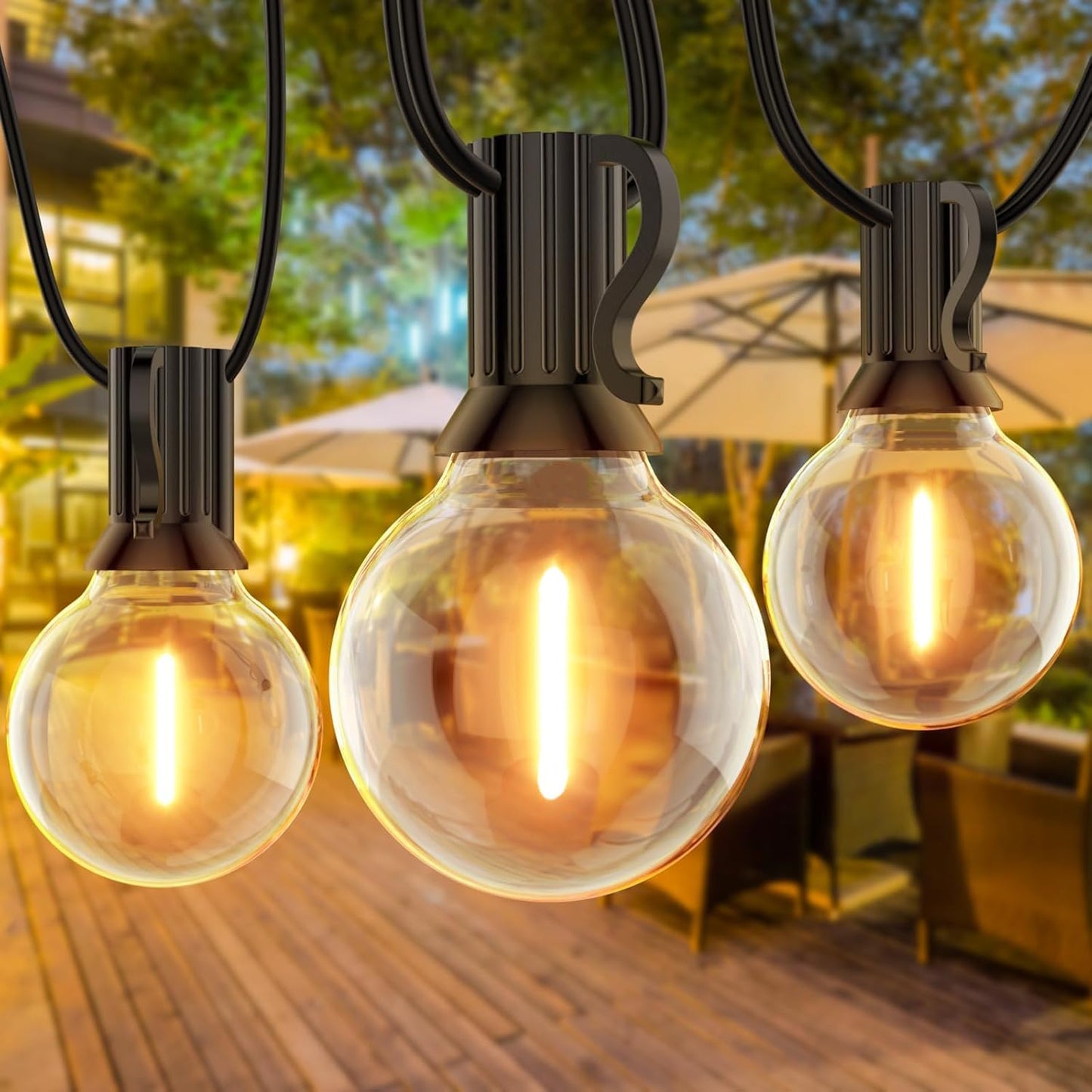 Luces cadena LED patio 30pies 151 bombillas 2700K
