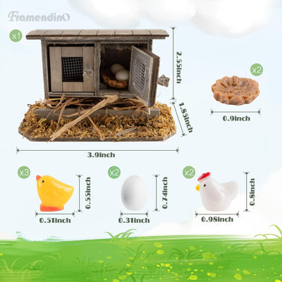 10 Adornos Madera Gallinero Nido Hadas Jardín