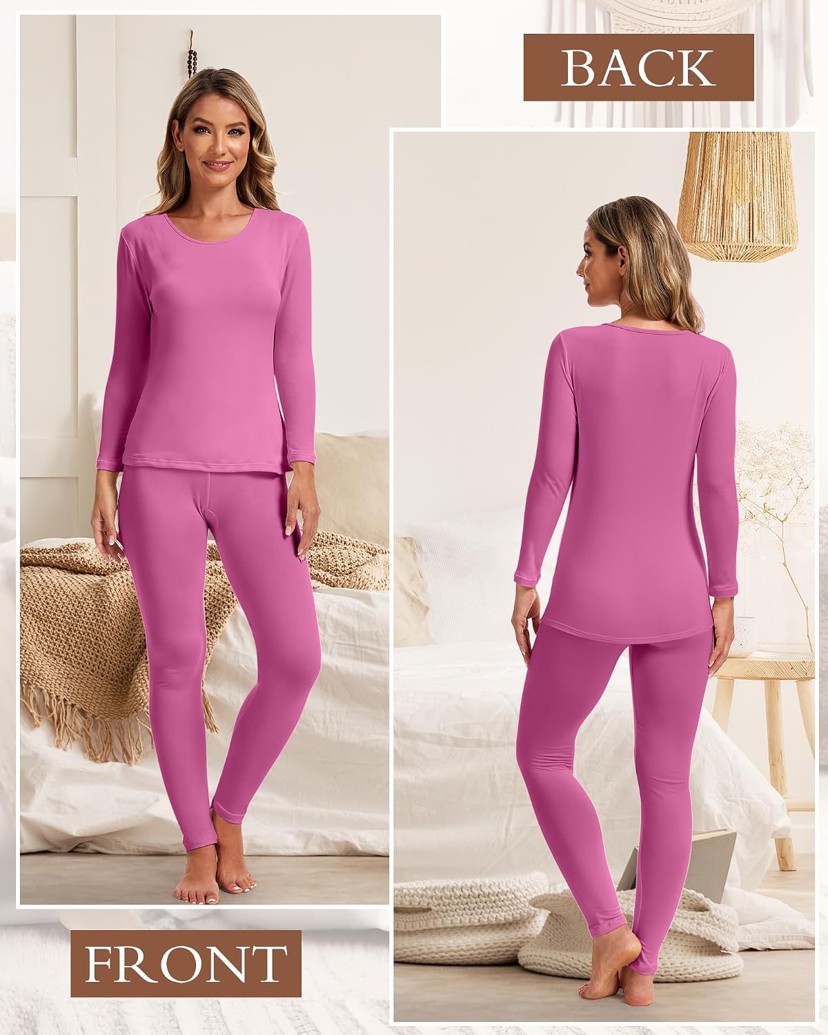 3 Set Ropa Interior Térmica Mujer Forro Polar Clima Frío
