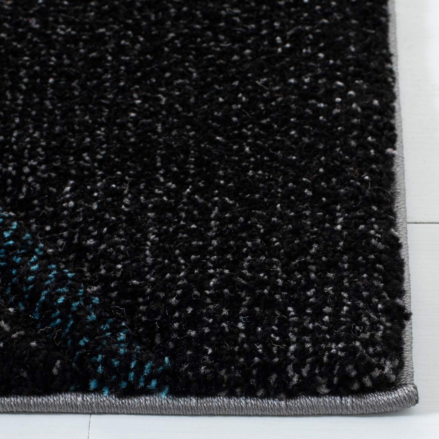 Alfombra decorativa 2'3"x4' gris y azul diseño moderno