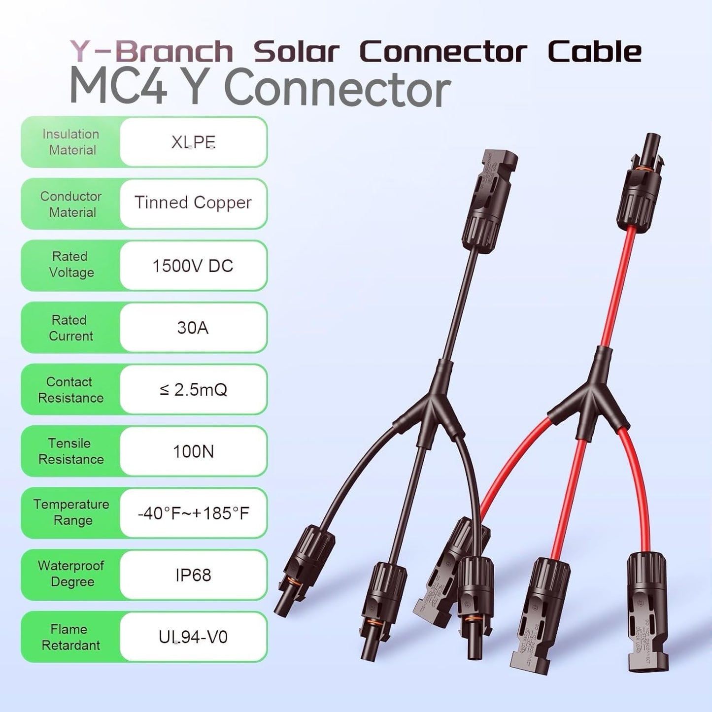 Conectores solares 1500V 30A PPO 10AWG paralelo rojo-negro
