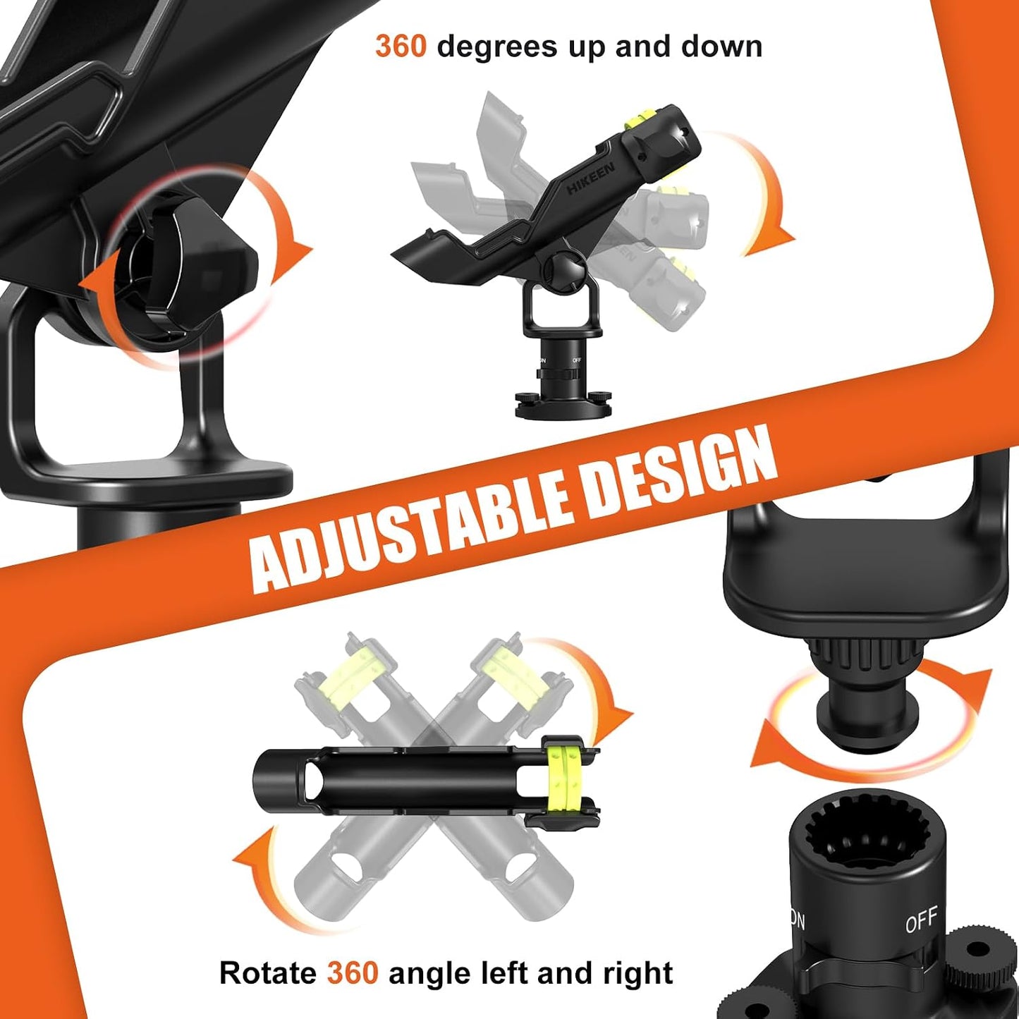 Soporte caña pescar kayak ajustable 360 grados