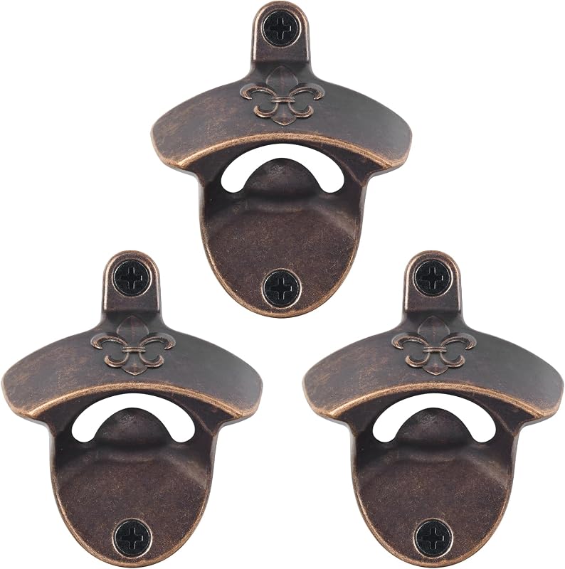 Abrebotellas cobre antiguo flor de lis para pared 3 pzas