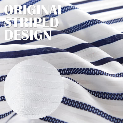 Cortina ducha tela impermeable rayas azul blanca 70x72pulg