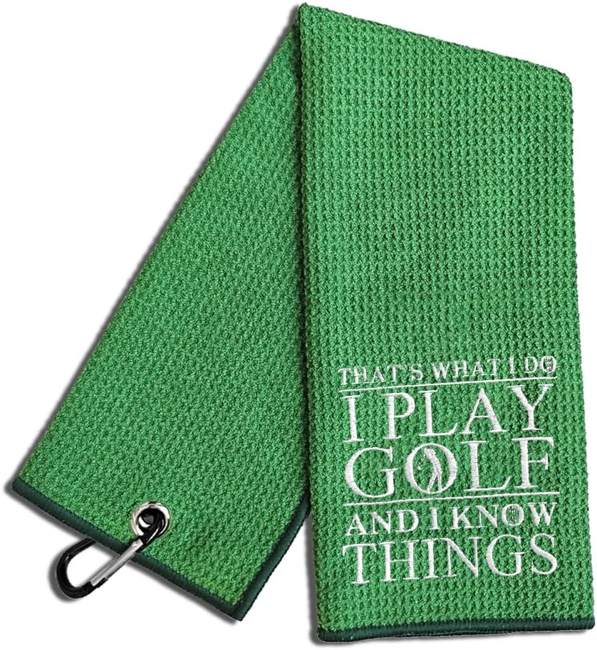 Toalla golf bordada verde con clip regalo Acción de Gracias