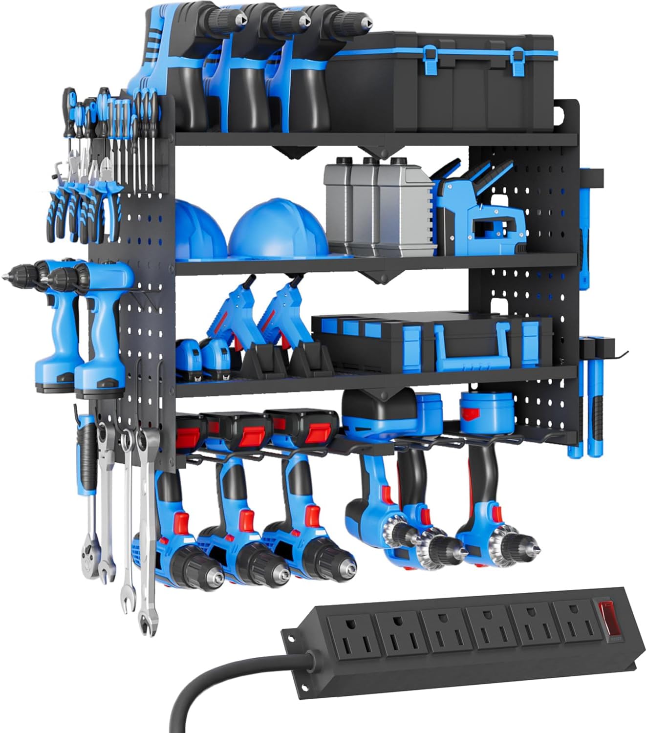 Organiz. pared herramientas eléctricas 6 soportes 600lb