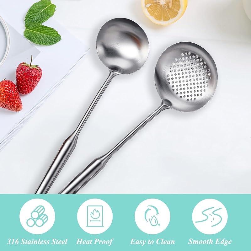 Set 2 Cucharones Acero Inox 316 para Colar y Freír