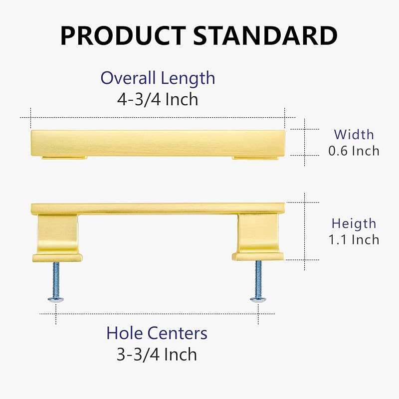 10 Manijas Gabinete Oro Cepillado 4-3/4"