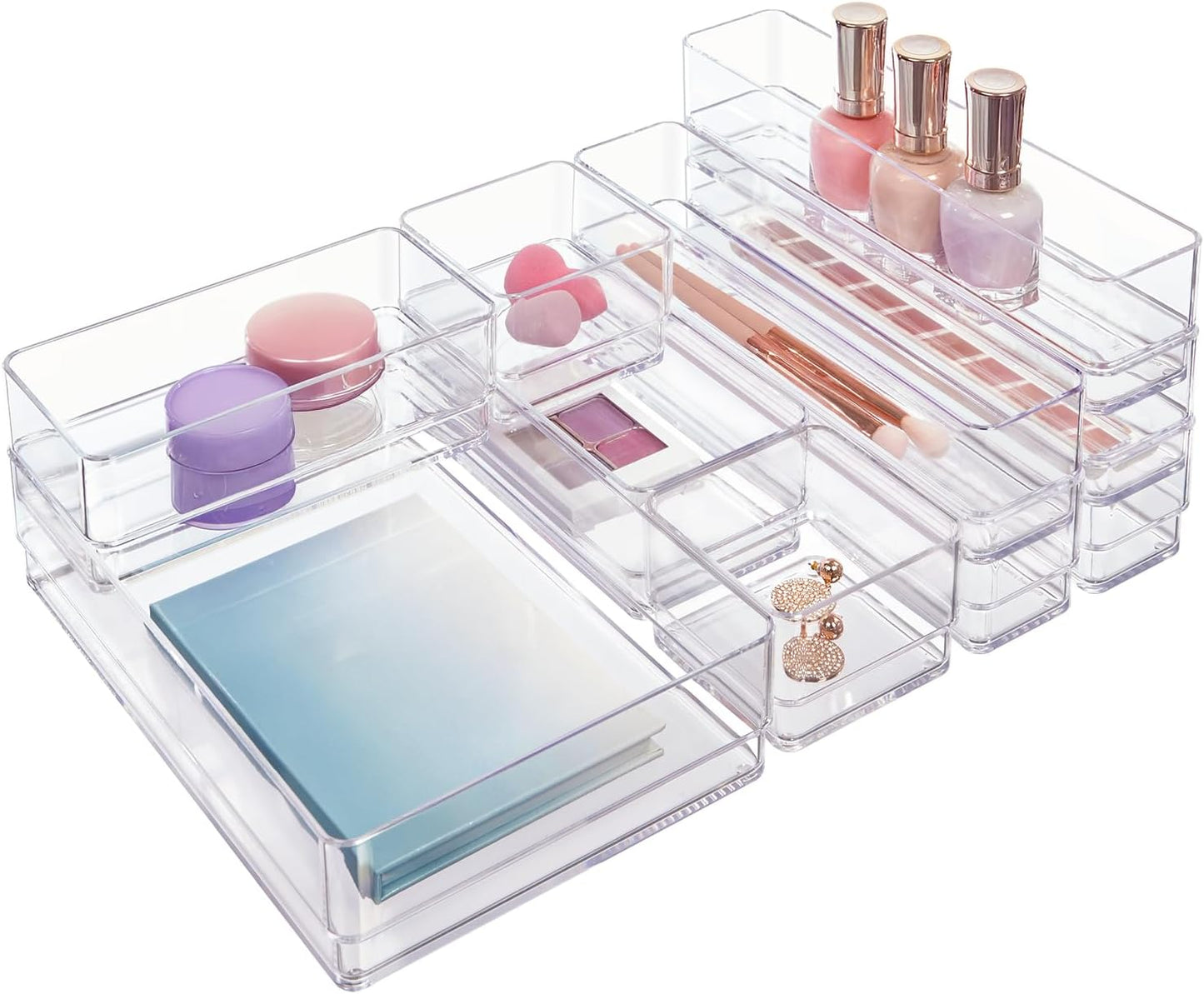 Set 10 organizadores cajones transparentes apilables