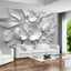 Mural 3D flores grises relieve blanco y negro 170x110"