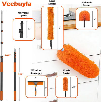 Kit plumero techo alto poste ajustable 5-20ft con escobilla